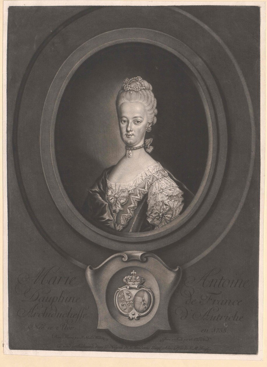 Ärkehertiginnan av Österrike Marie Antoinette (tryck) av Artist Unknown
