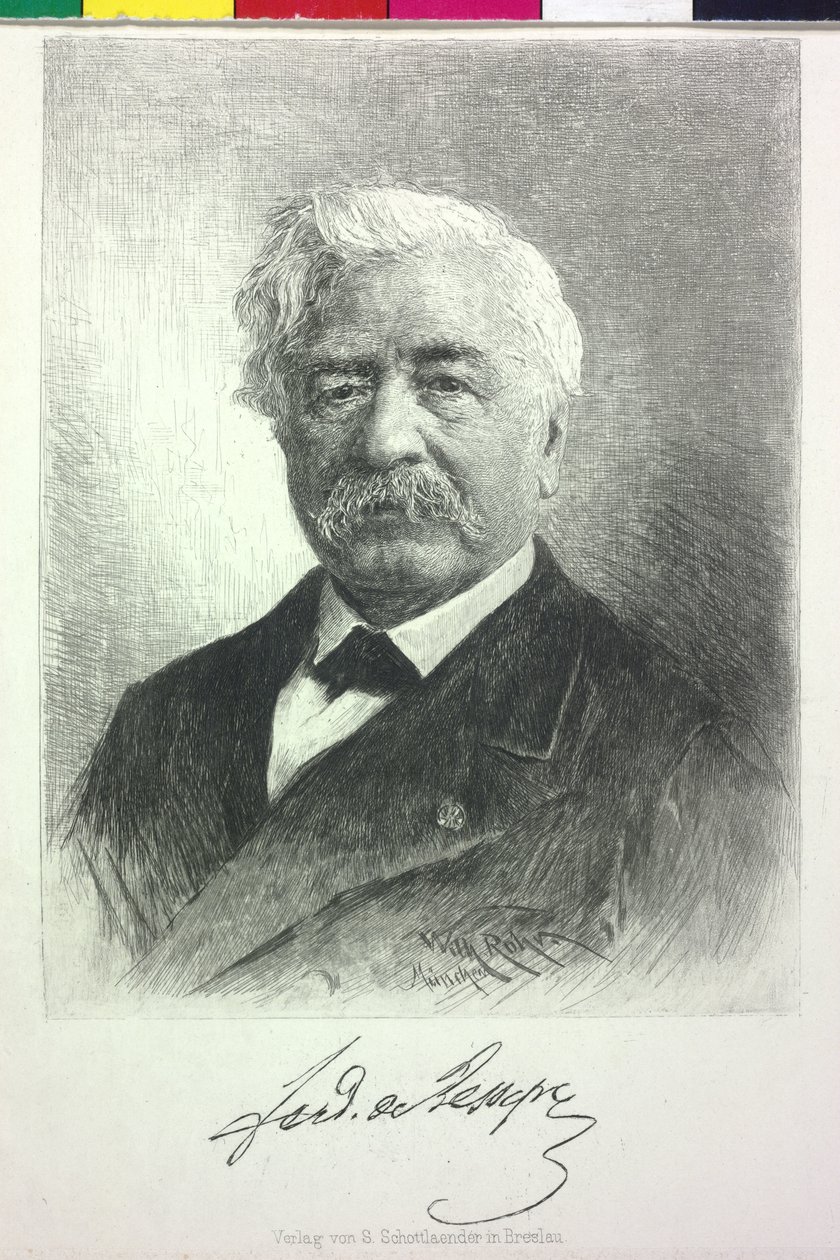 Ferdinand von Lesseps (tryck) av Artist Unknown