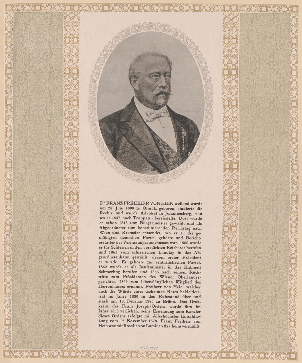 Franz Baron Hein (tryck) av Artist Unknown