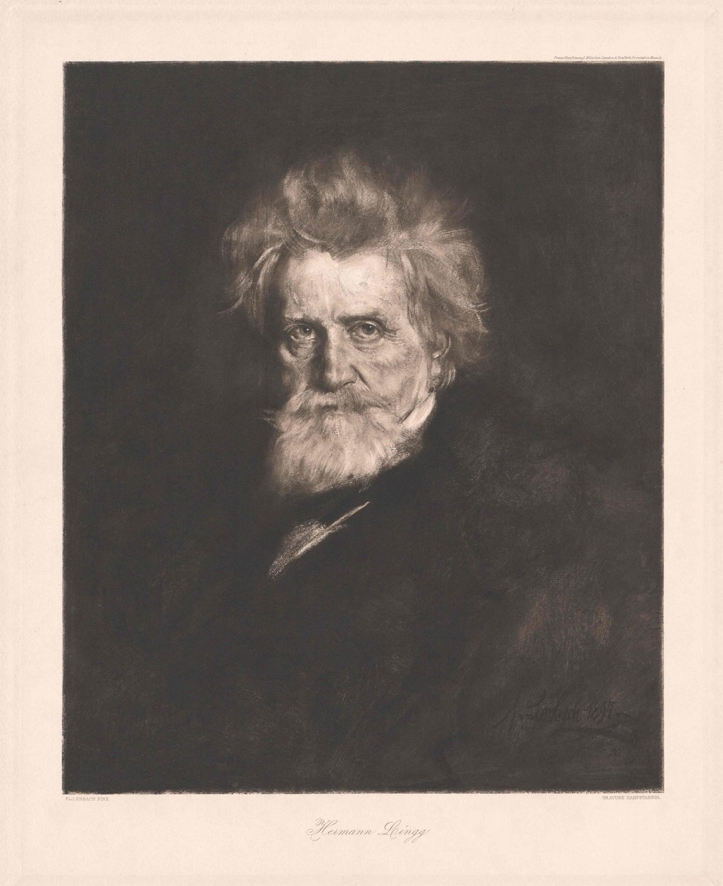 Hermann von Lingg (tryck) av Artist Unknown