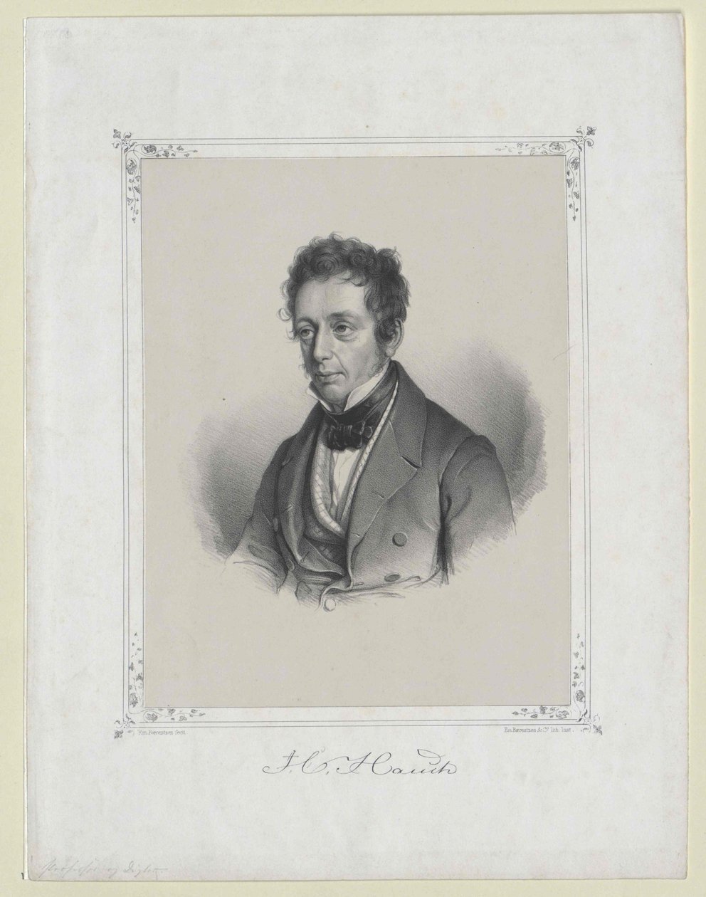 Johannes Carsten Hauch (tryck) av Artist Unknown