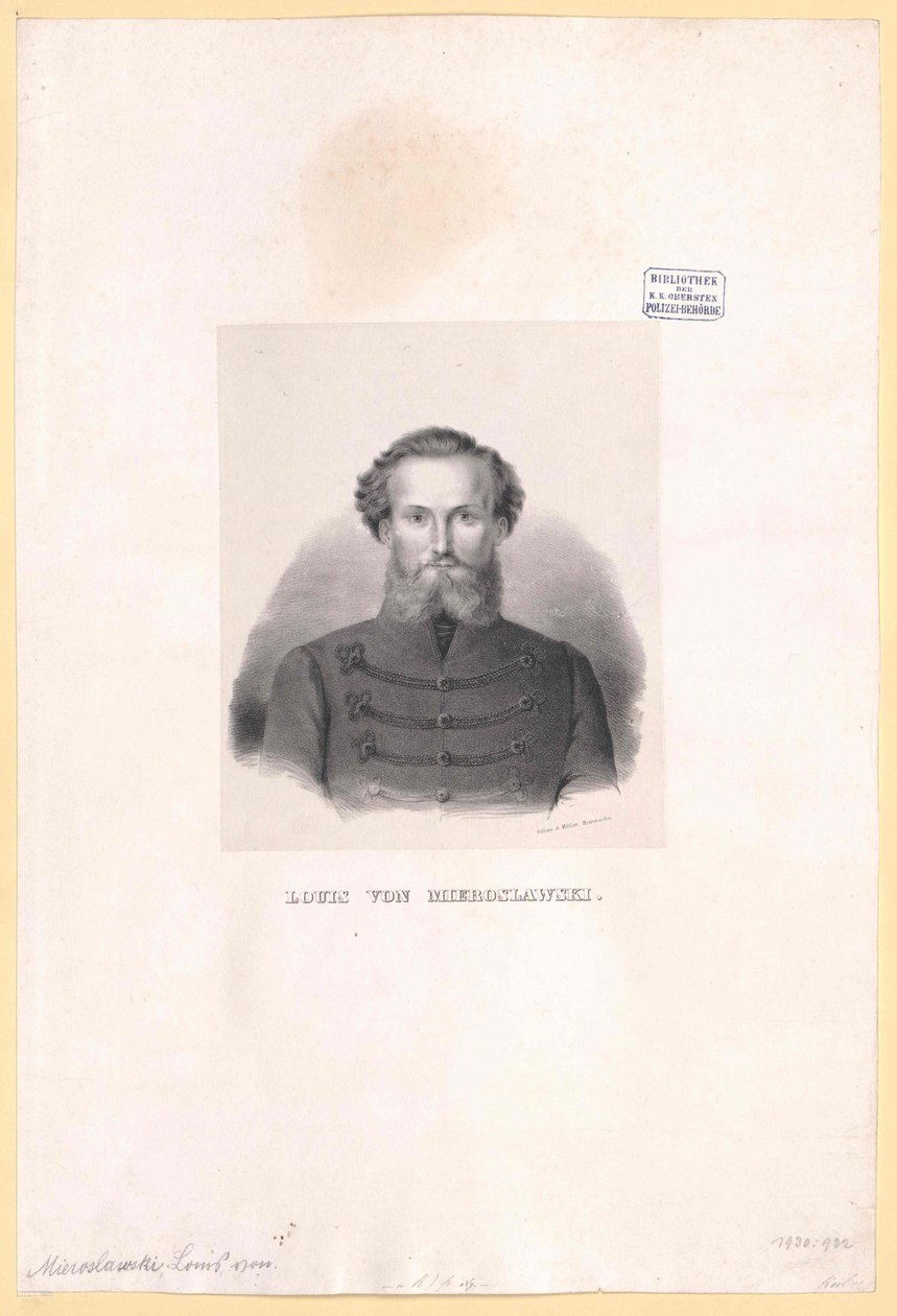 Louis de Mieroslawski av Artist Unknown