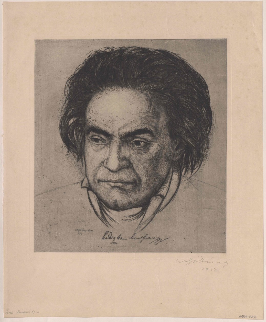 Ludwig van Beethoven (tryck) av Artist Unknown