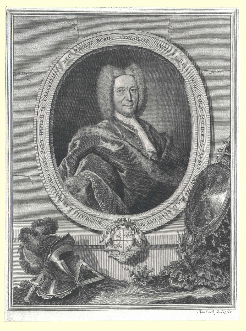 Nikolaus Bartholomew Baron von Danckelmann (tryck) av Artist Unknown