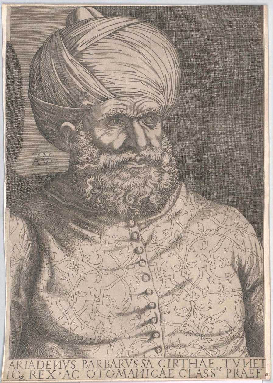 Den osmanske härskaren i Alger Chaireddin Barbarossa (tryck) av Artist Unknown