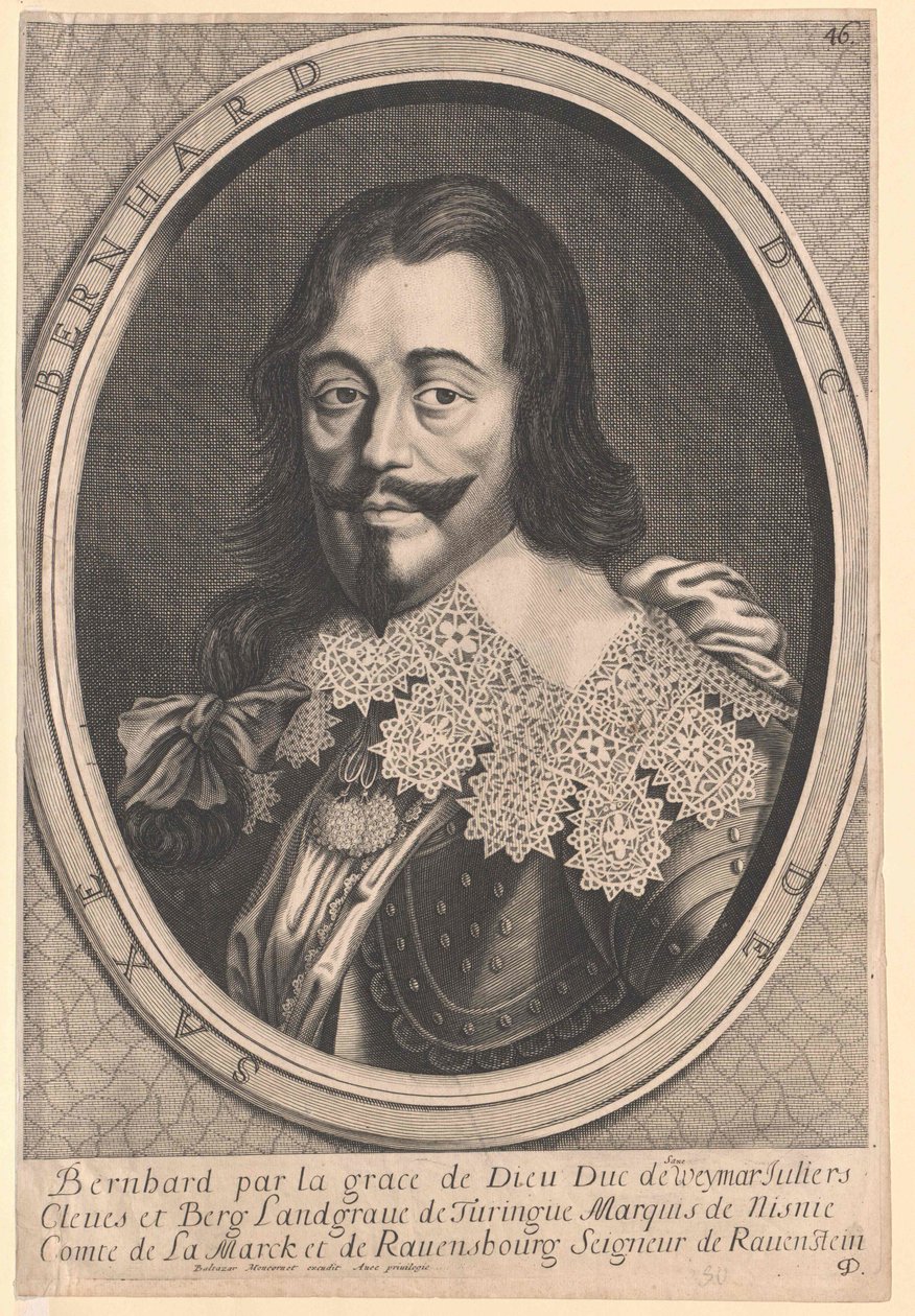 Prins av huset Sachsen-Weimar Bernard (tryck) av Artist Unknown