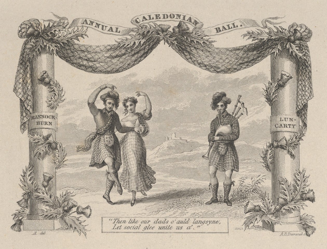 Årlig Caledonian Ball Ticket, 1800-talet. av Asher Brown Durand