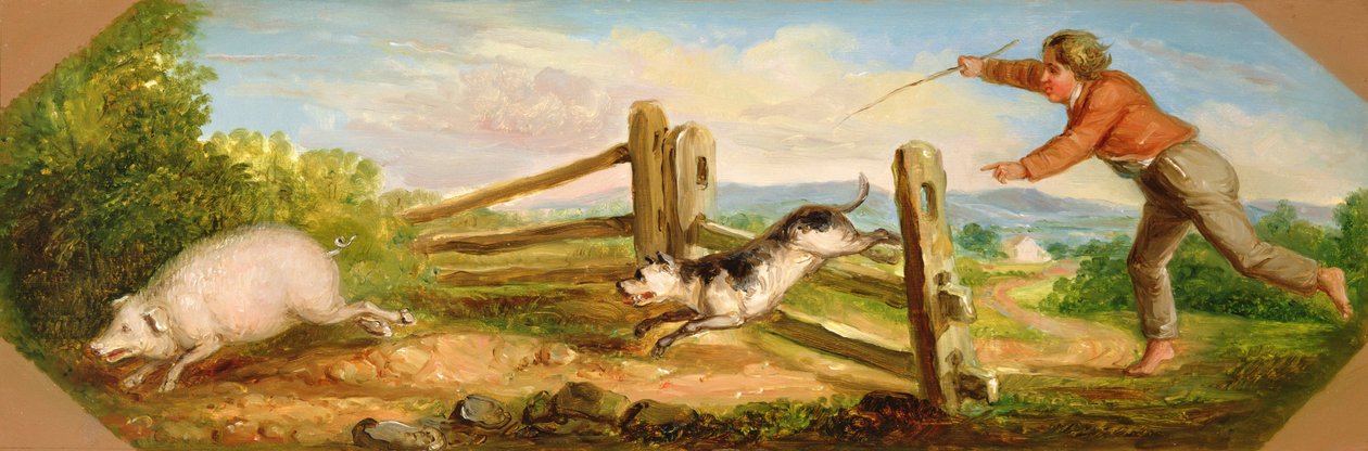 Pojke jagar en gris, 1836 av Asher Brown Durand