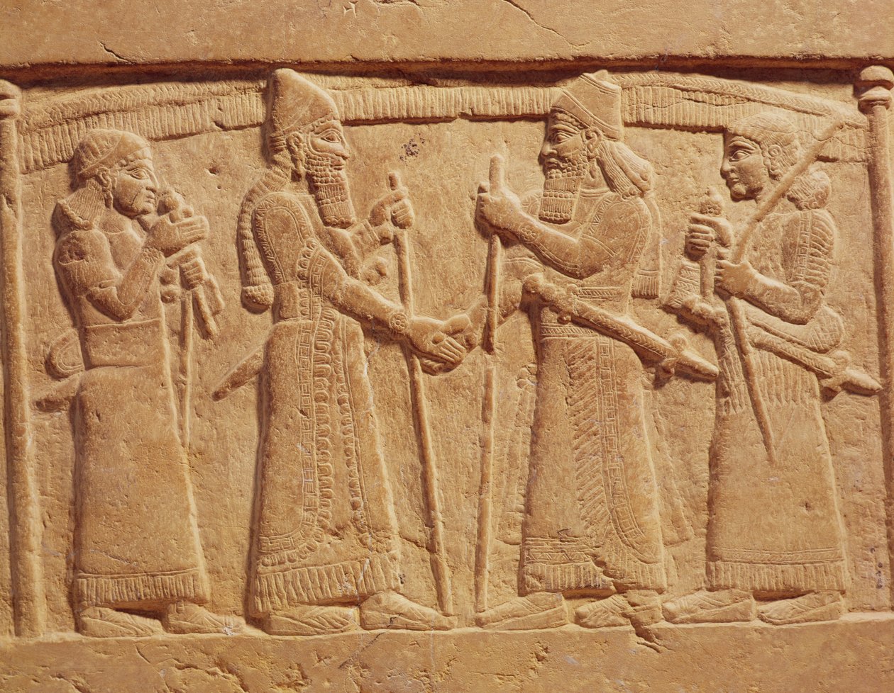 Relief föreställande kung Shalmaneser III (858-824 f.Kr.) av Assyrien som möter en babylonier av Assyrian