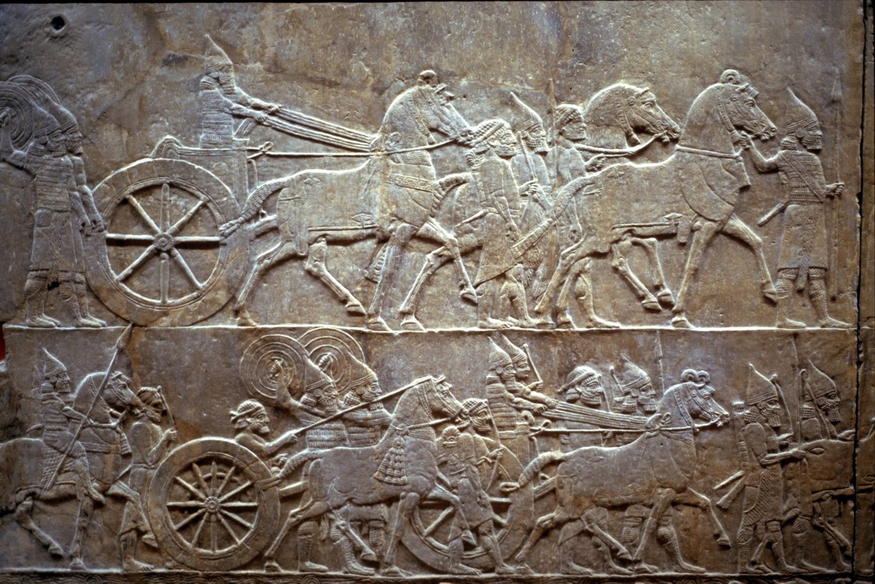 Ashurbanipal vid slaget vid Til-Tuba, 650-620 f.Kr av Assyrian