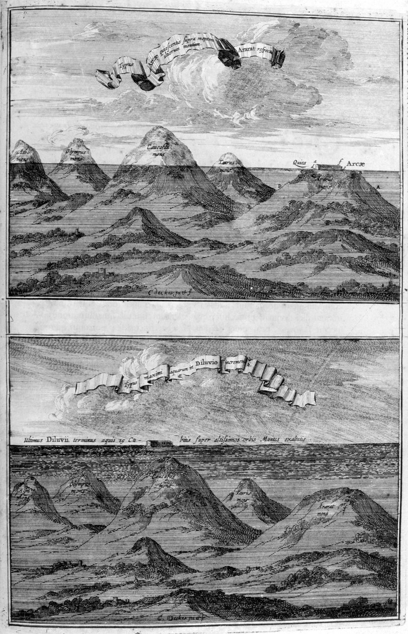 Resultatet av syndafloden, 1675 av Athanasius Kircher