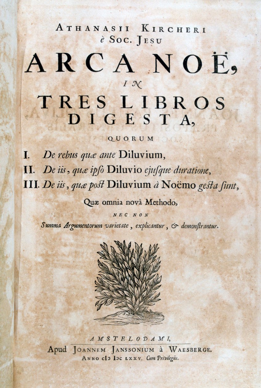 Titelsidan för Arca Noe, 1675 av Athanasius Kircher