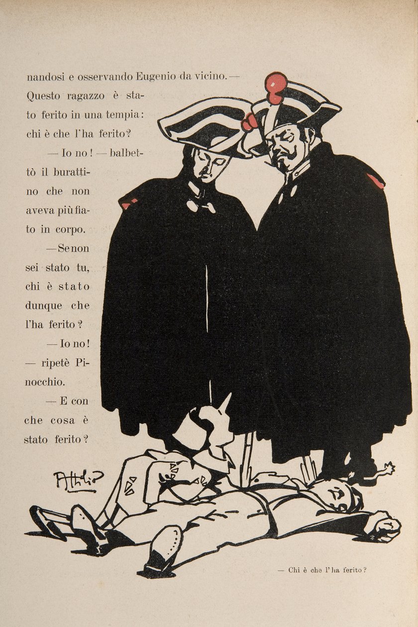 Illustration från Pinocchio av Attilio Mussino