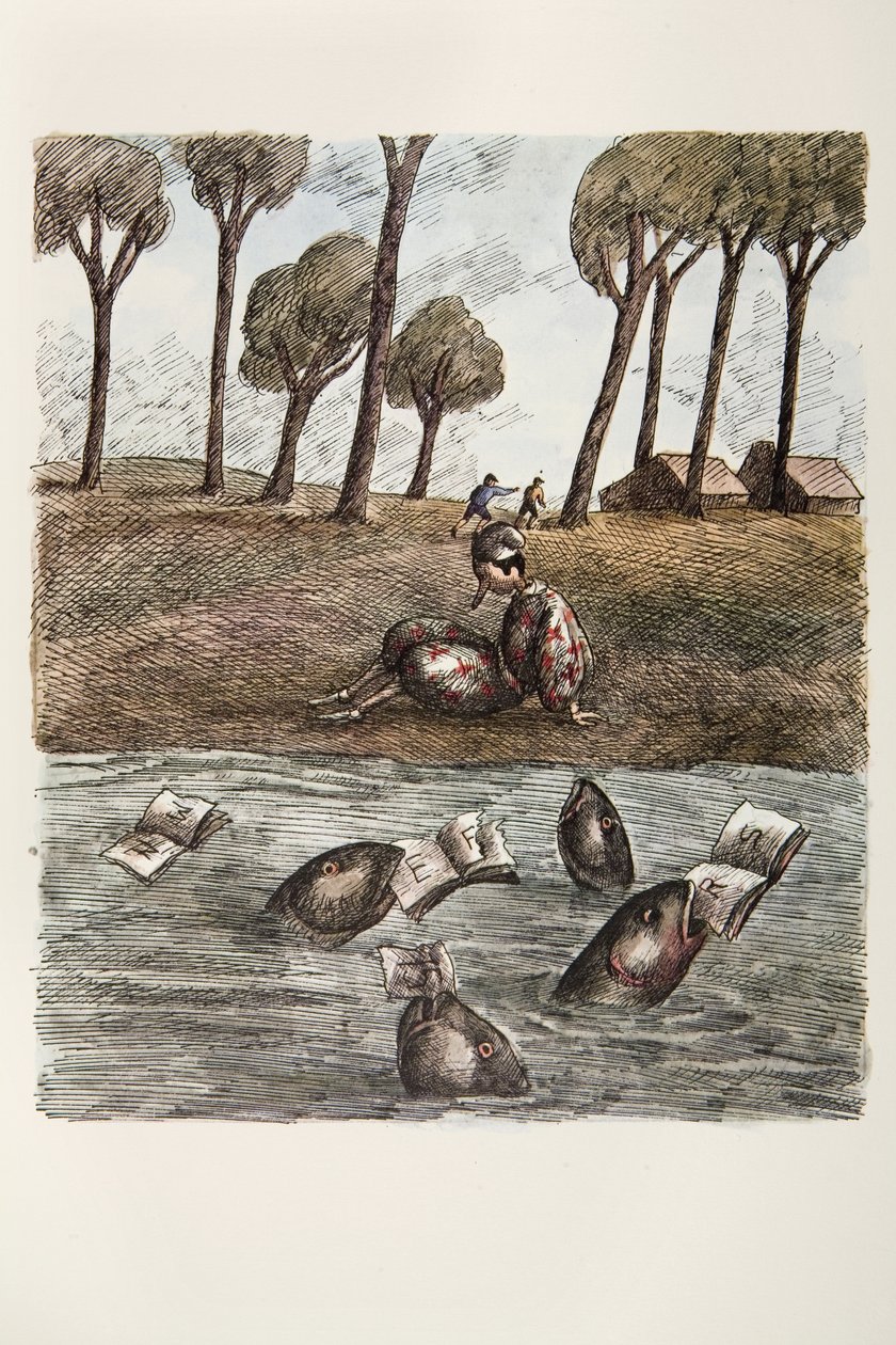Illustration från "Pinocchio" av Carlo Collodi av Attilio Mussino