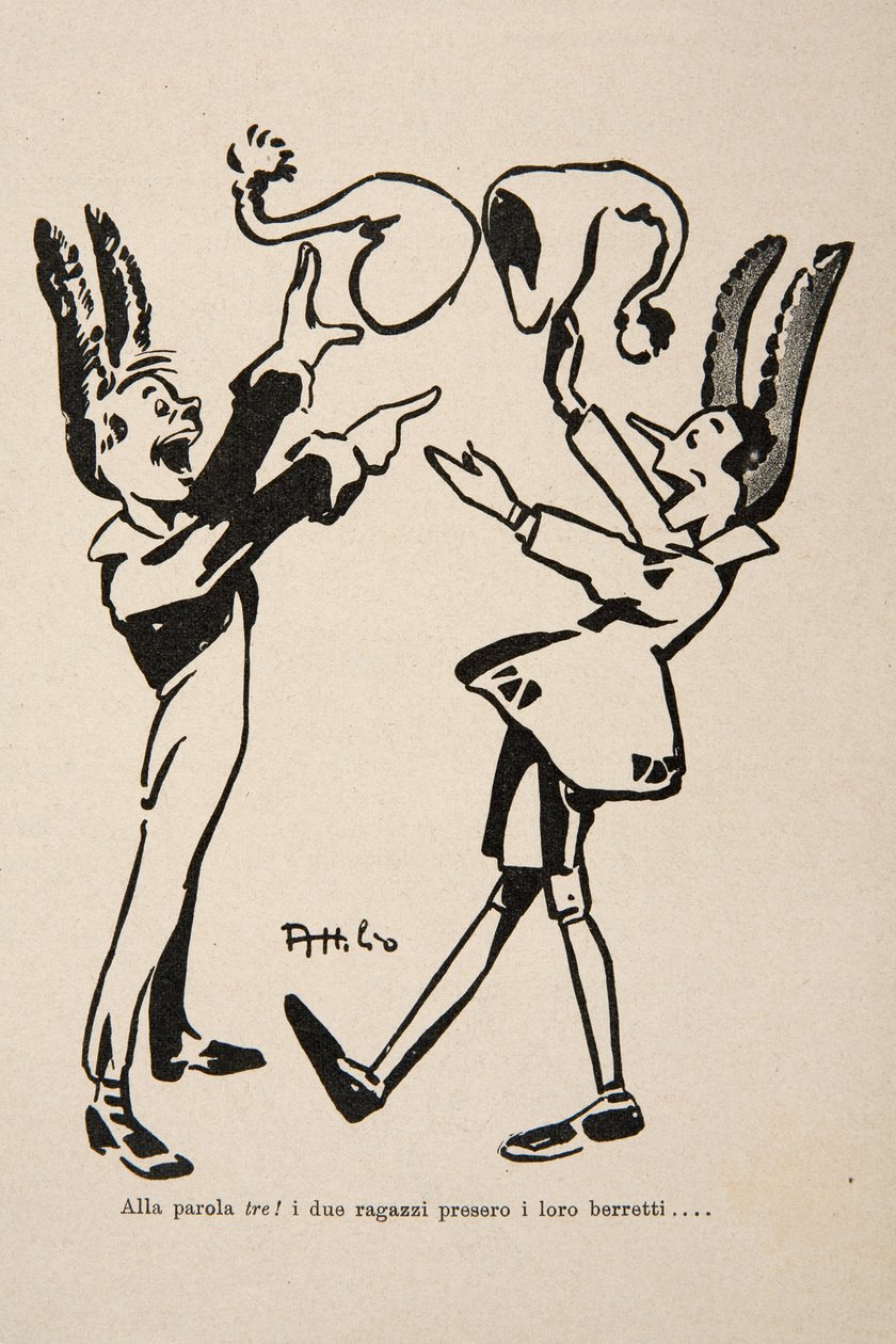 Pinocchio och Candlewick, illustration från "Pinocchio" av Attilio Mussino