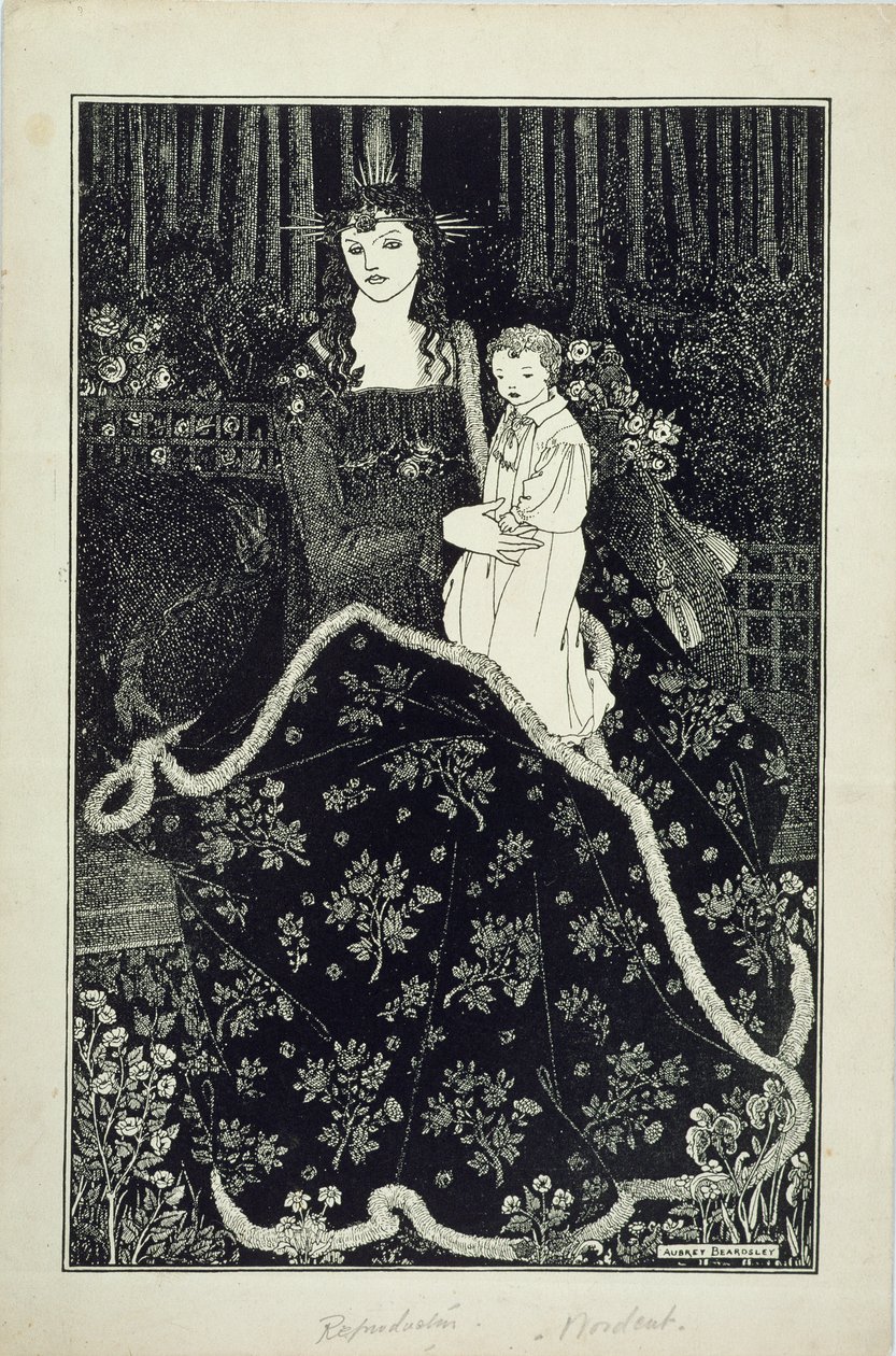 Ett stort julkort, 1895 (linjetryck) av Aubrey Beardsley