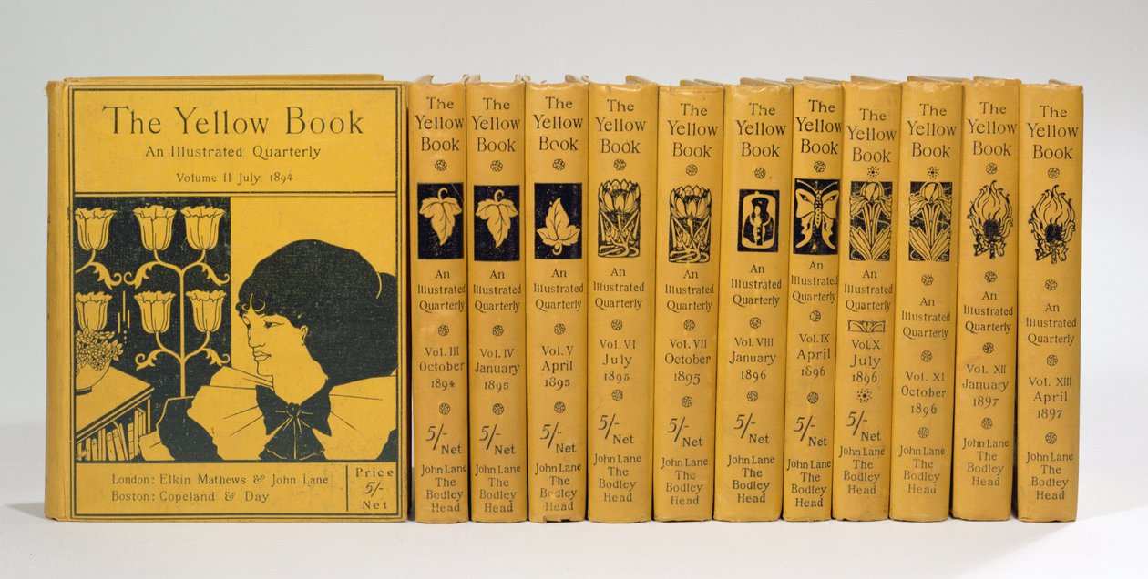 Omslag och ryggmönster för "The Yellow Book", volymerna II-XIII, utgivna 1894-97 (se även 29069). av Aubrey Beardsley