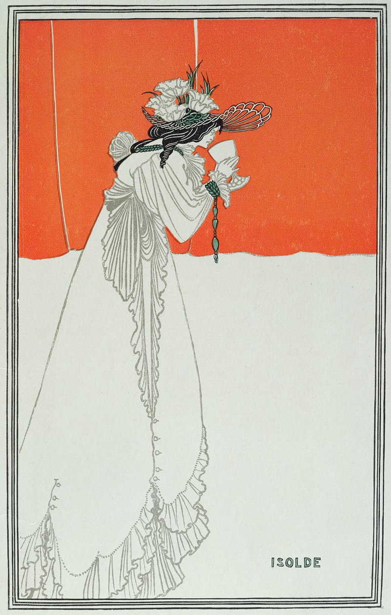 Isolde dricker giftet (färglitografi) av Aubrey Beardsley