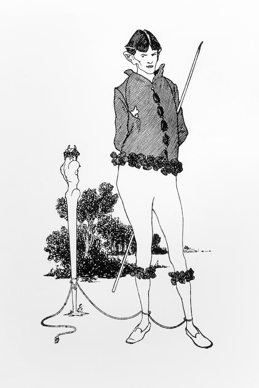 Självporträtt bundet till en herm av Aubrey Beardsley