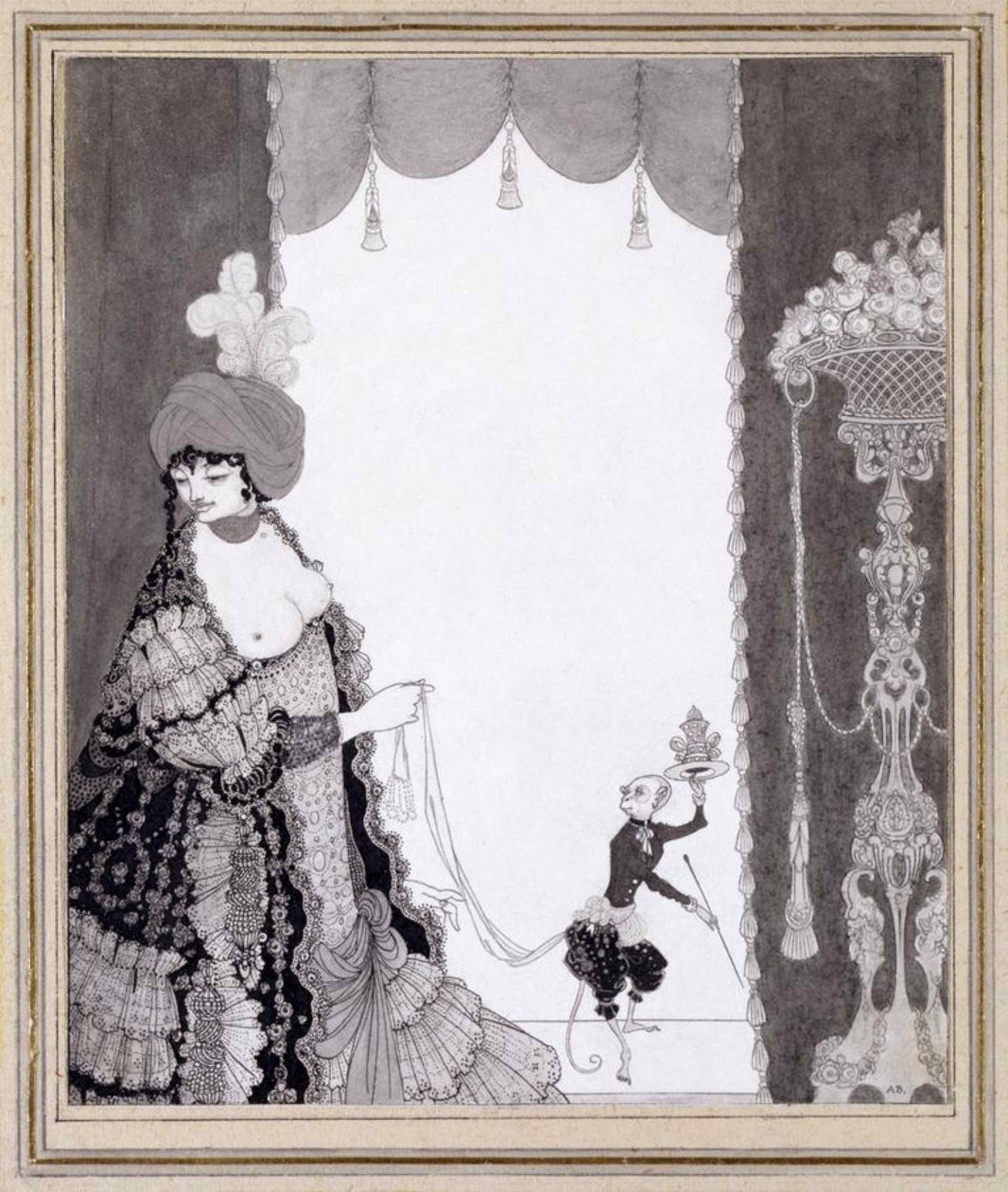 Damen med apan, 1897. av Aubrey Beardsley
