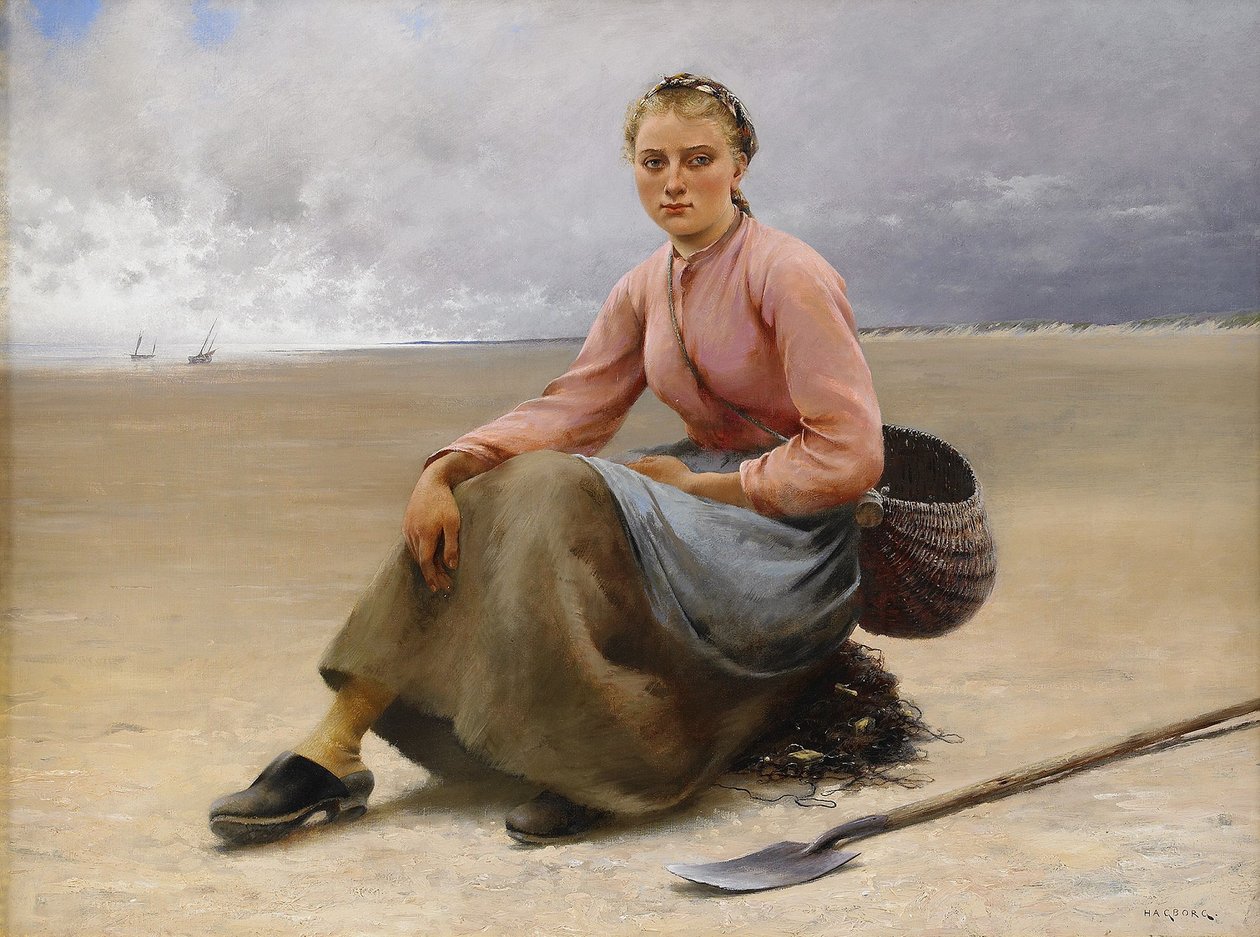  Ostronplockerska - Bretagne av August Hagborg