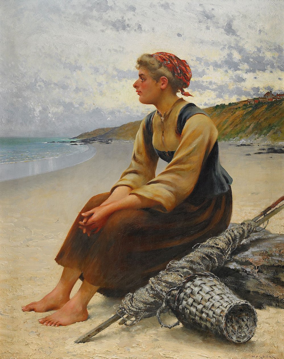  Ostronplockerska pa strandenn av August Hagborg