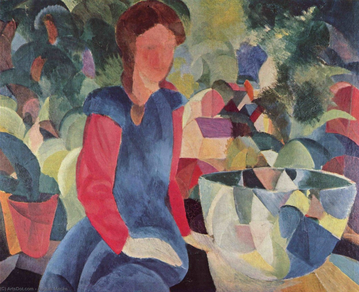 Flicka med en fiskskål av August Macke