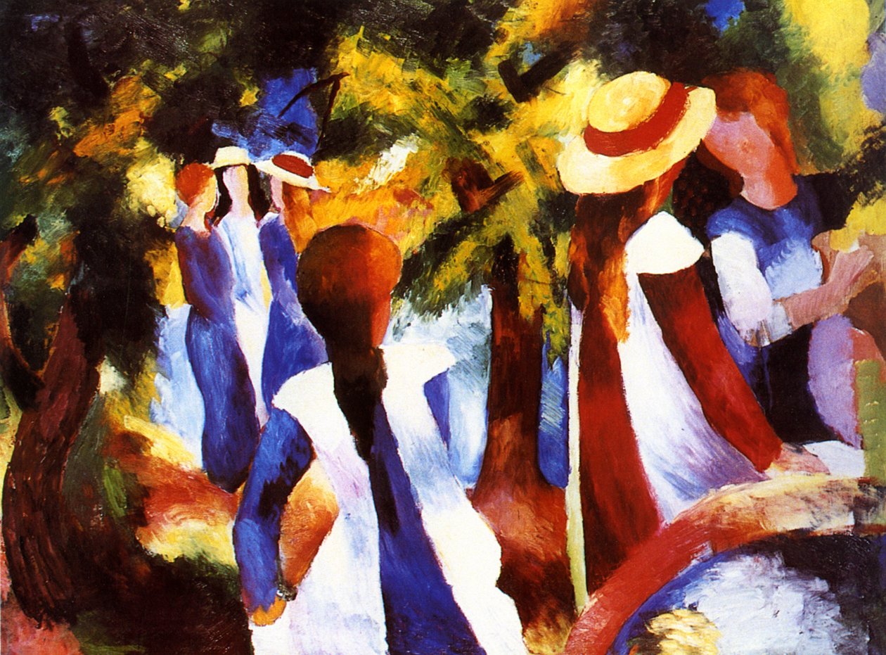 Mädchen unter Bäumen av August Macke