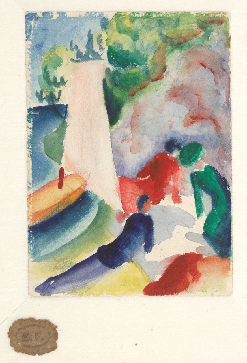 Picknick på stranden (picknick efter segling), 1913 av August Macke