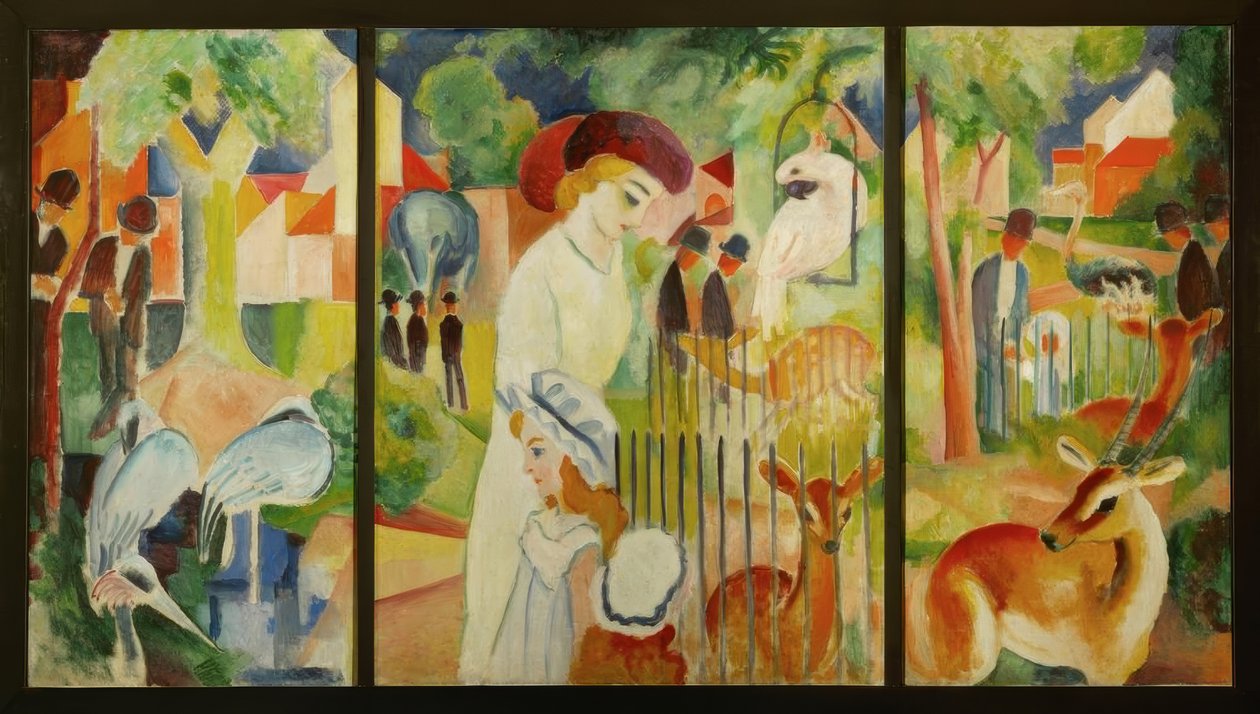 Triptyk: Den stora zoologiska trädgården av August Macke