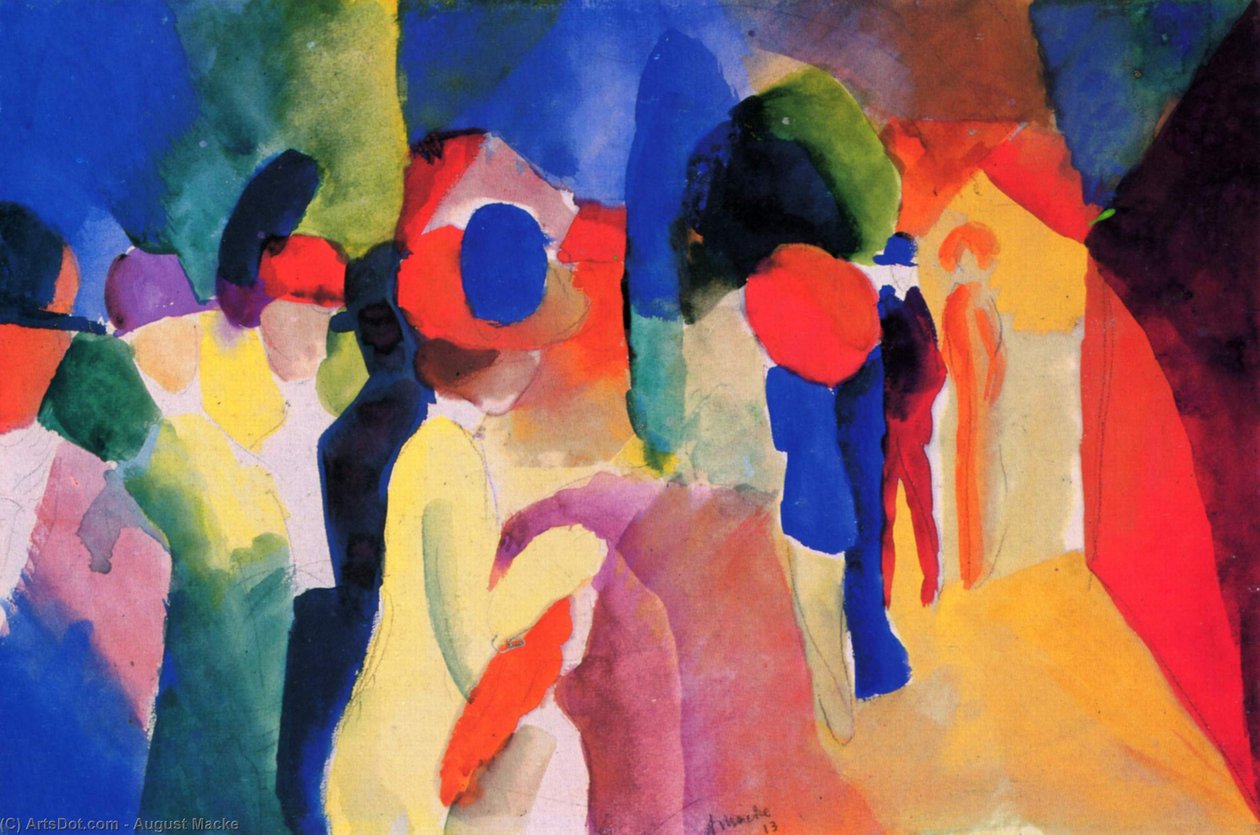 Kvinna med en gul jacka av August Macke