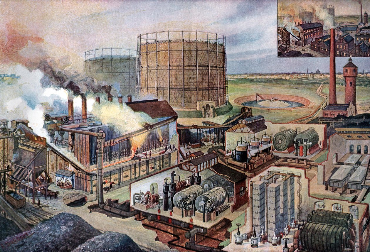 Gasanläggning, ca 1880 (illustration) av August (after) Dressel