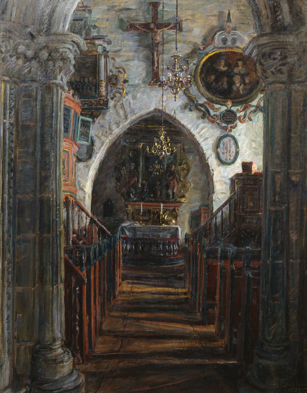 Interiör, Dale kyrka, Luster av August Eiebakke