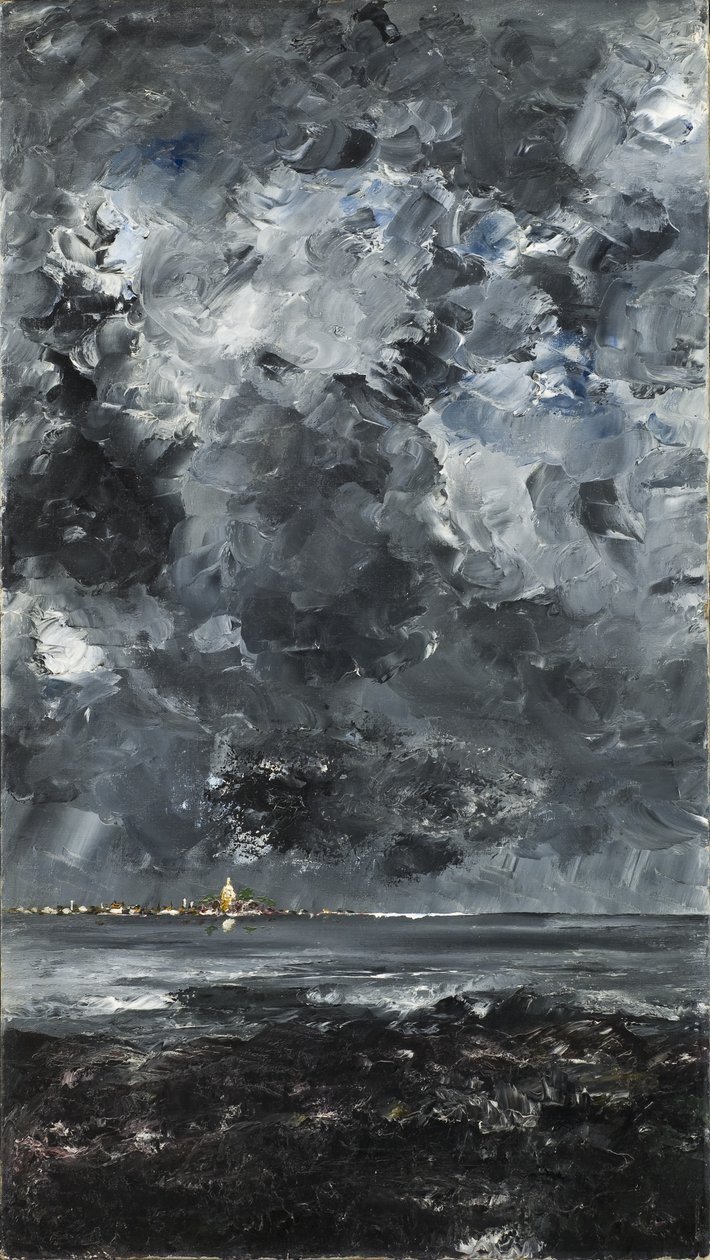 The Town (olja på duk) av August Johan Strindberg