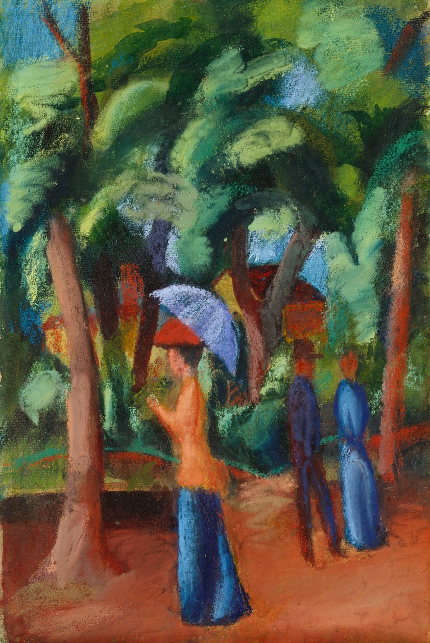 En promenad i parken, 1914 av August Macke