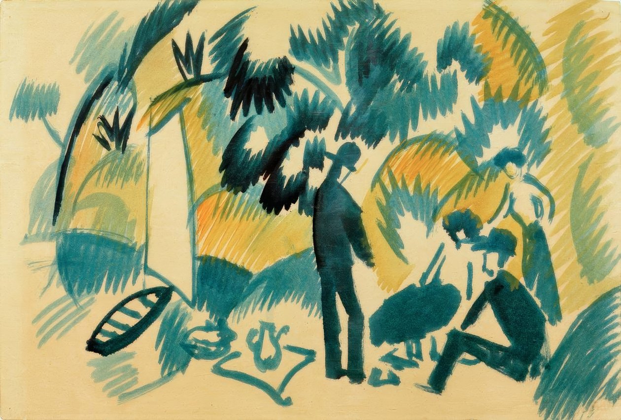 Vid sjön Thun, picknick efter segling av August Macke