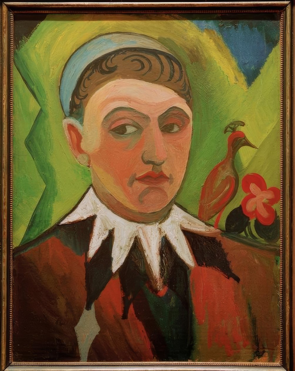 Clown, karikerat självporträtt av August Macke