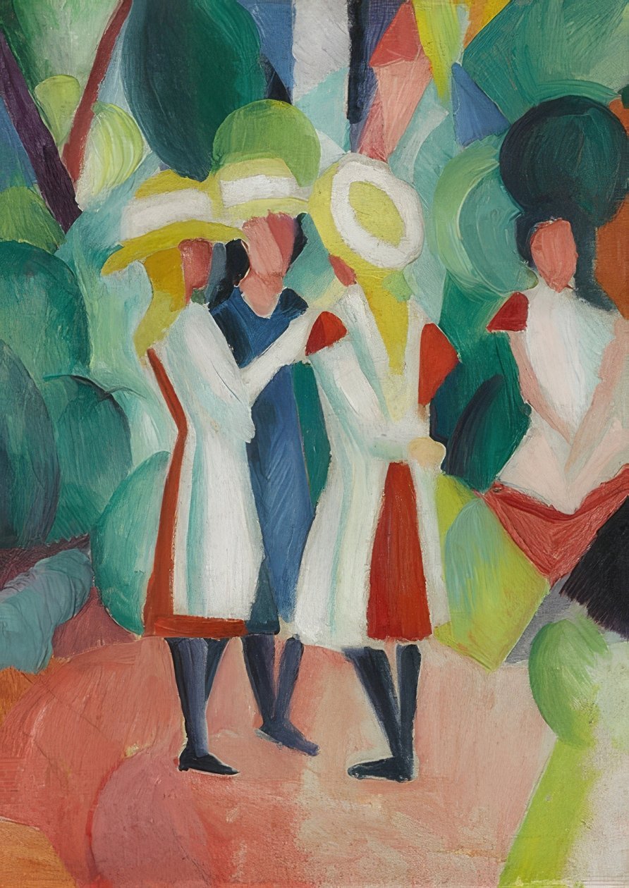 Tre tjejer med gula stråhattar (I). 1913 av August Macke