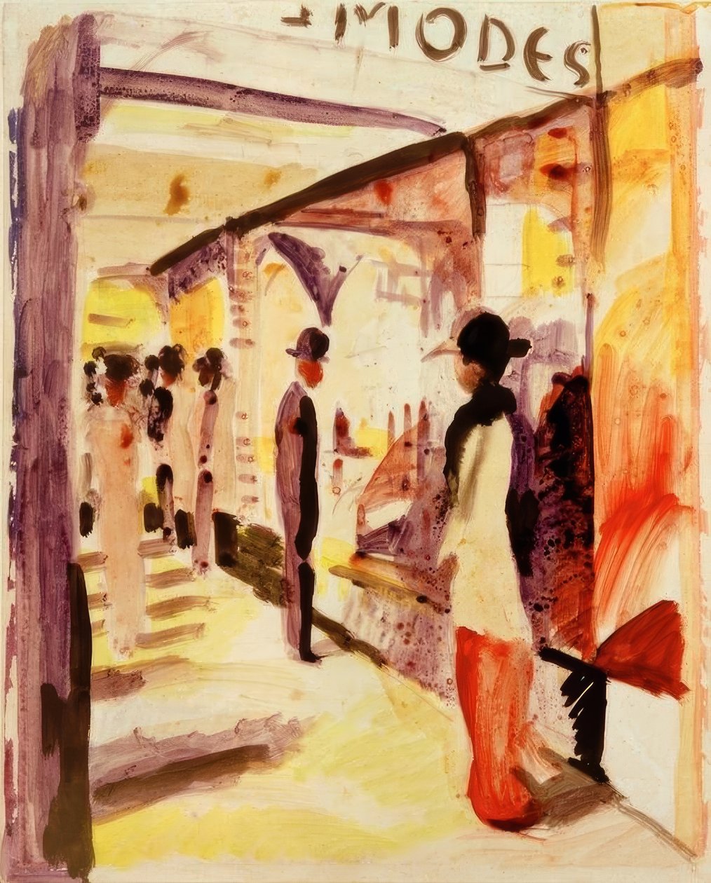 En shoppinggata under bersåer av August Macke