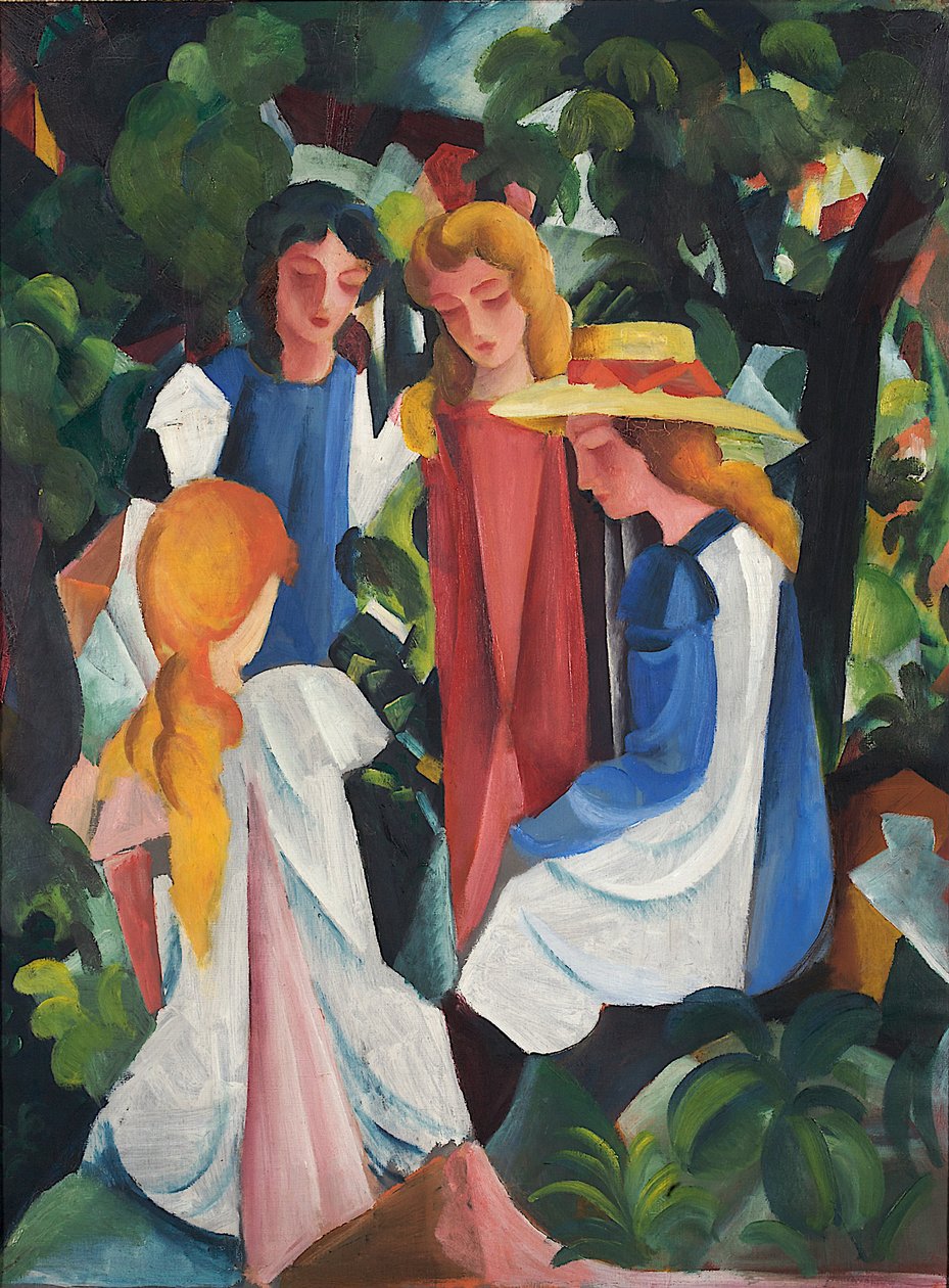 Fyra flickor, 1912-1913 av August Macke