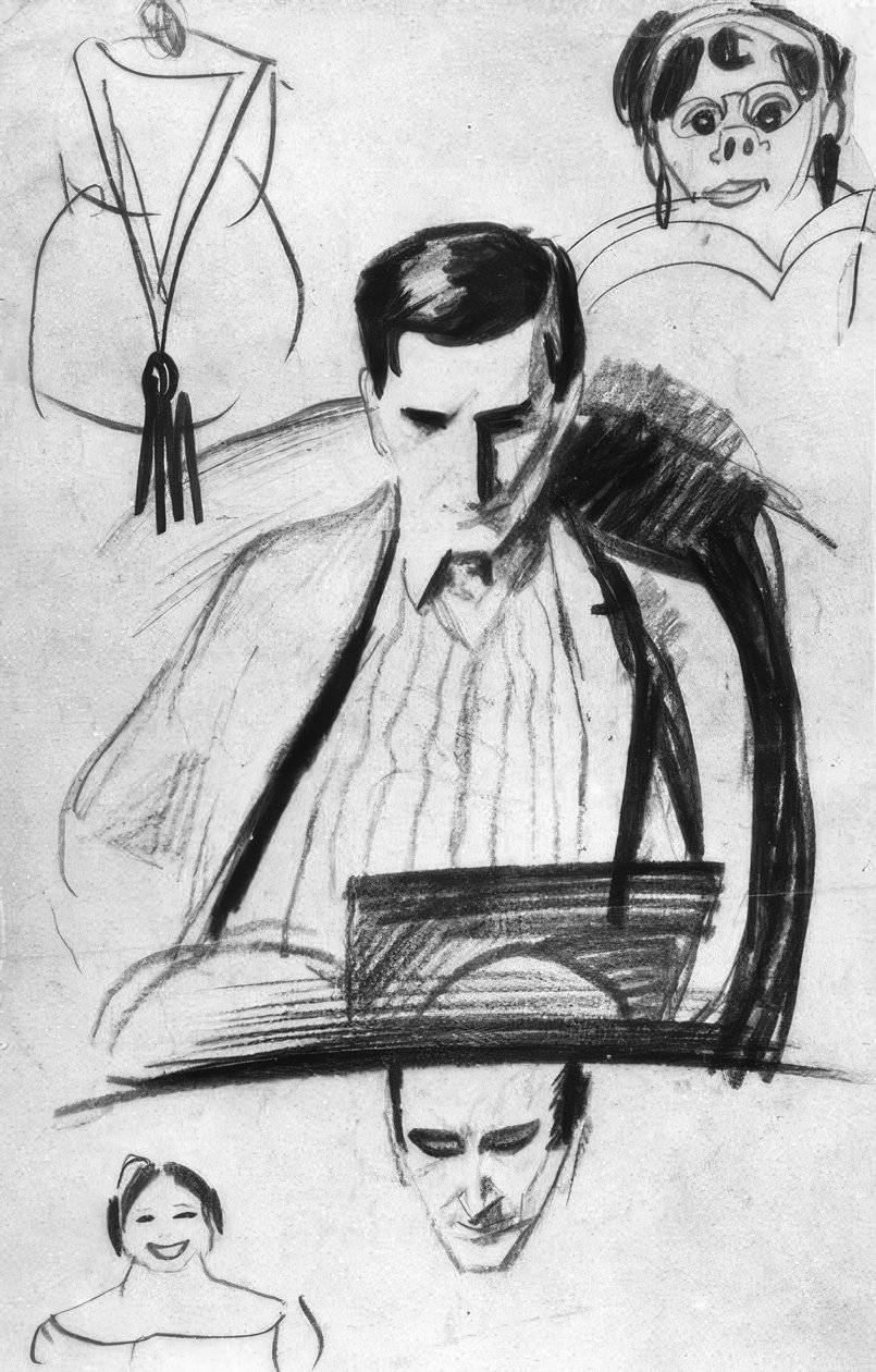Franz Marc, porträtt / teckning Macke av August Macke