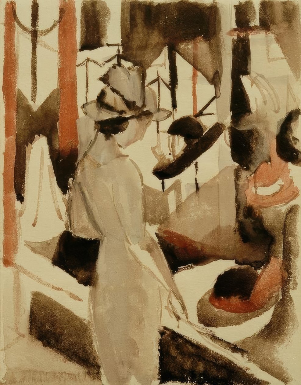 Kvinna framför hattaffär av August Macke