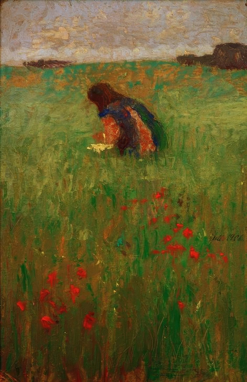 Barn på äng av August Macke