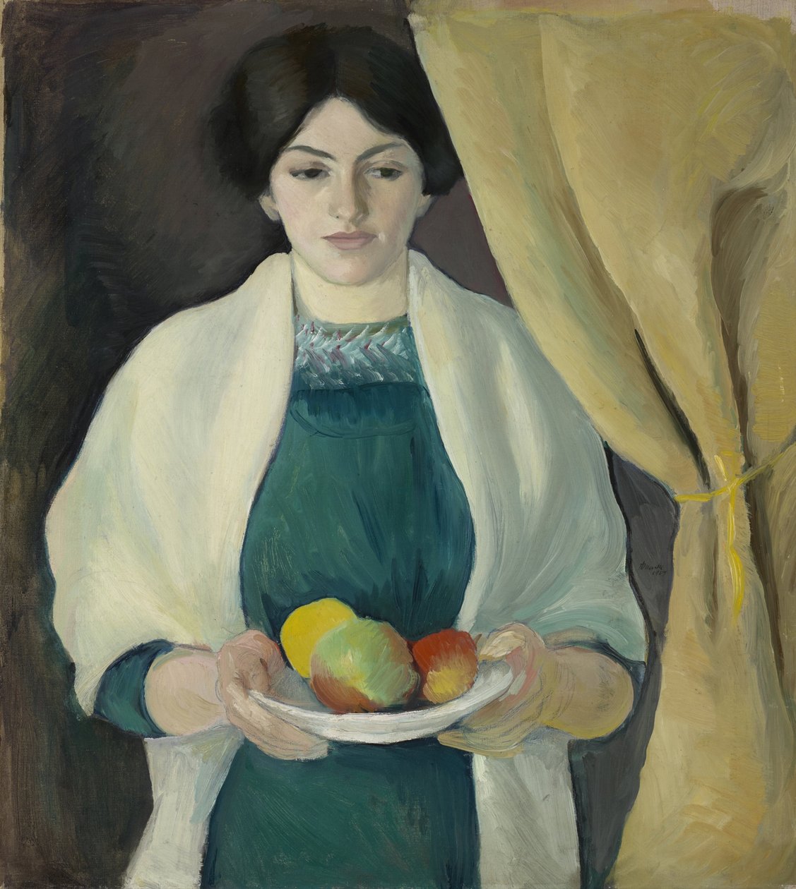 Porträtt med äpplen av August Macke