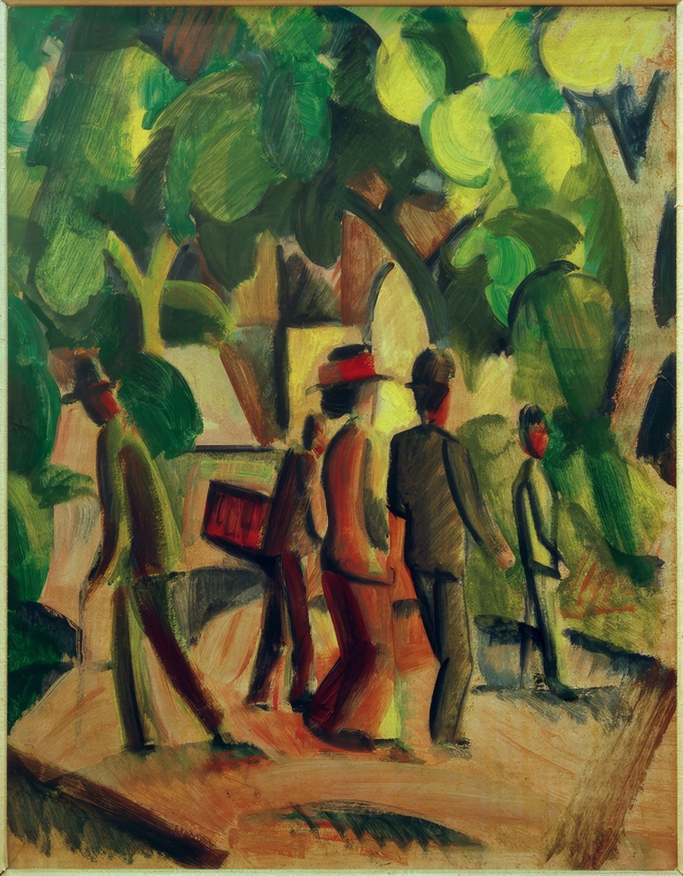 Promenade i brunt och grönt av August Macke