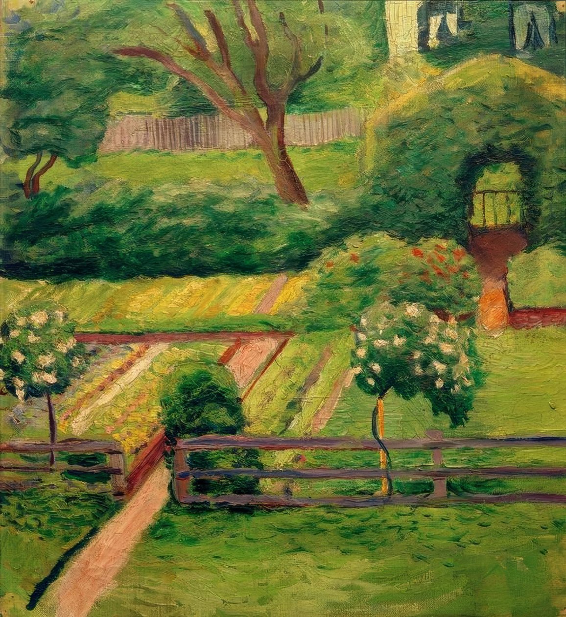 Rosenträdgård i Tegernsee av August Macke
