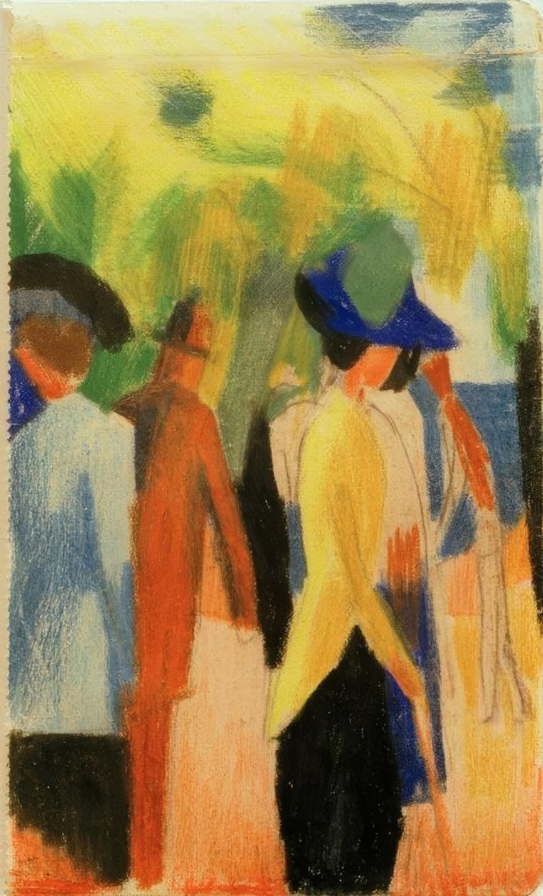 Vandrare under träd (vandrare i parken) av August Macke