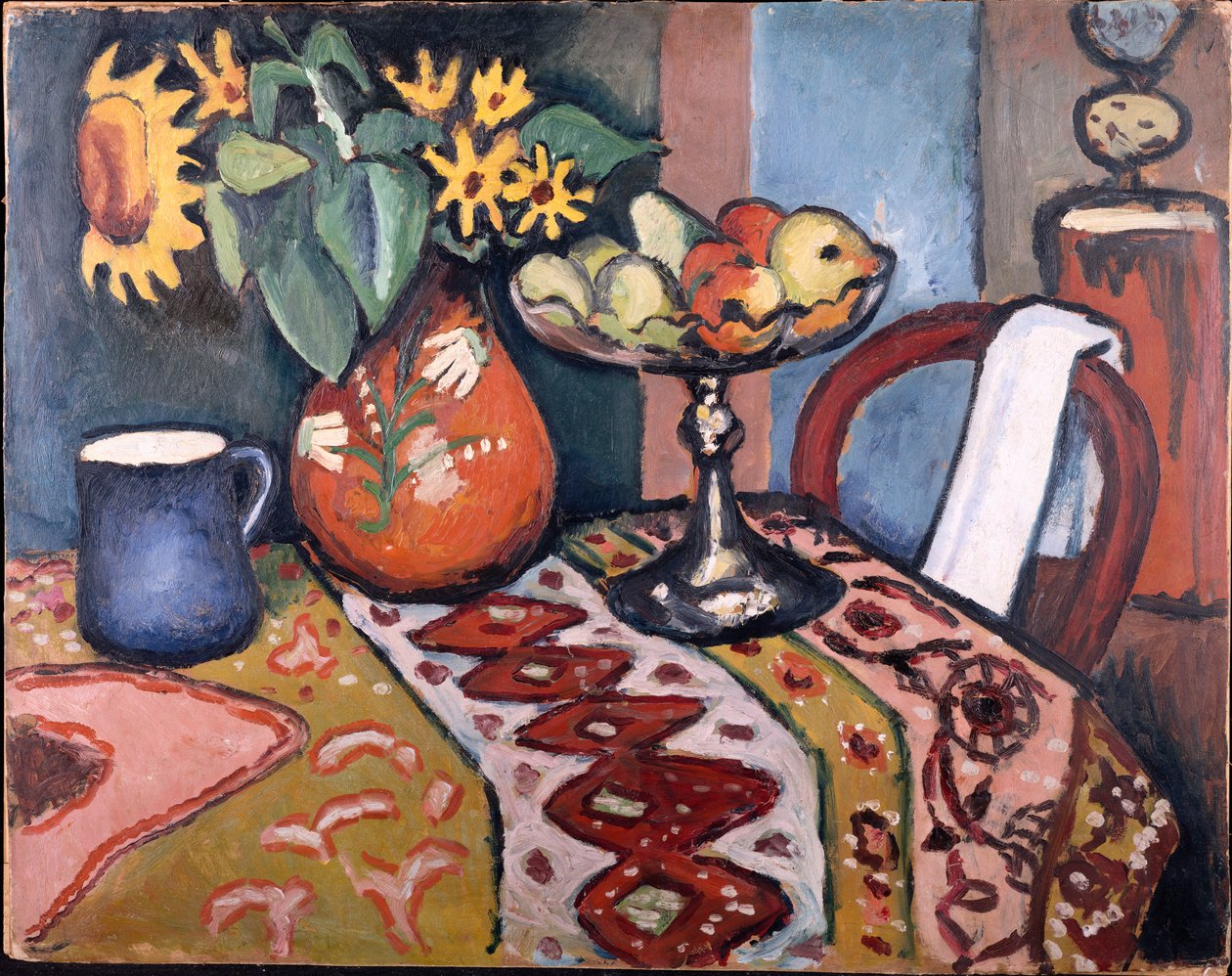 Stilleben med solrosor II, 1911 av August Macke