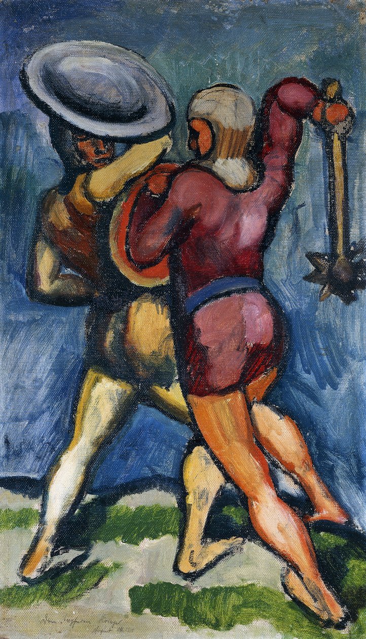 Två krigare; Två stridsslut, 1910 av August Macke