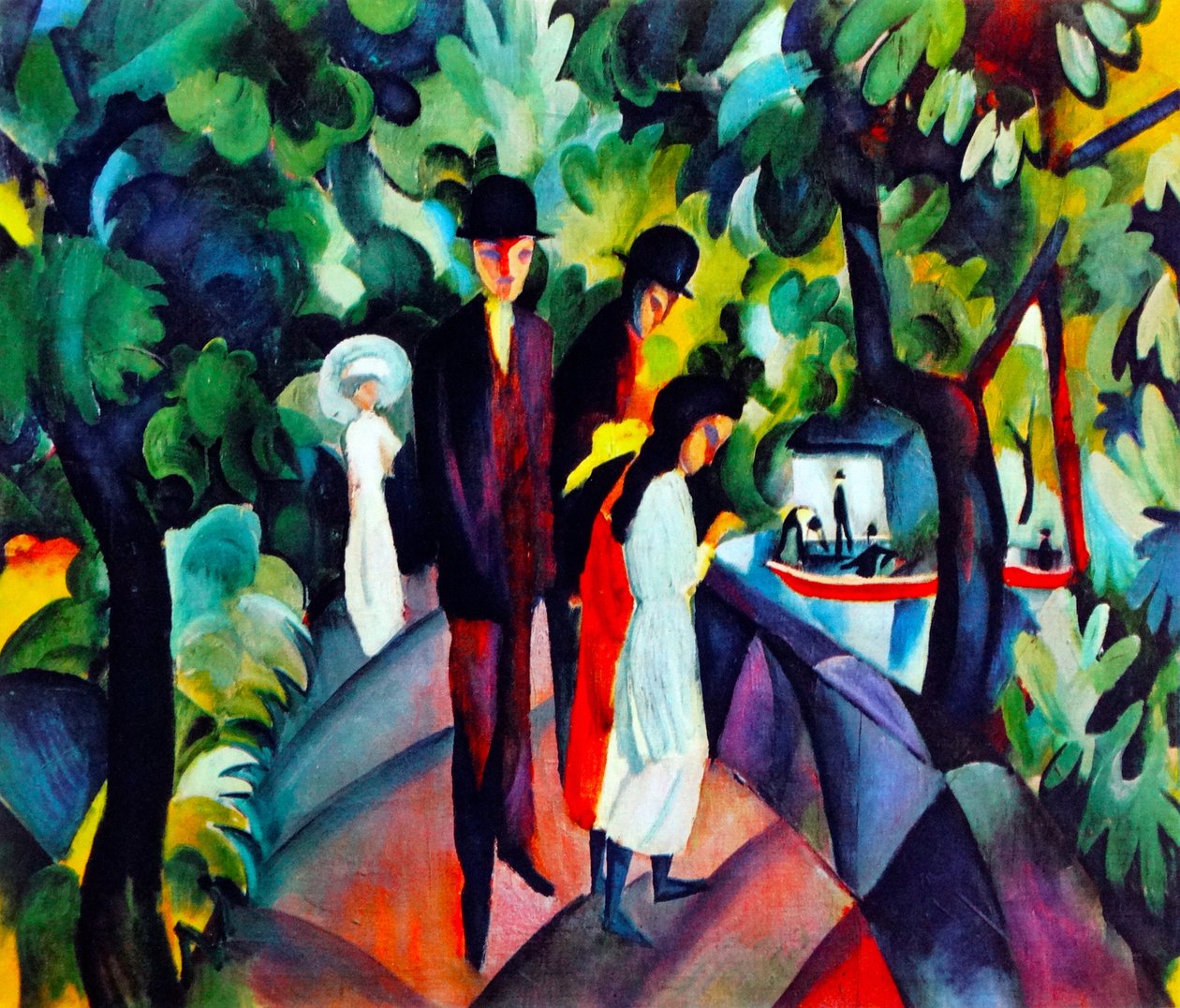 Vandrare på bron, 1912 av August Macke